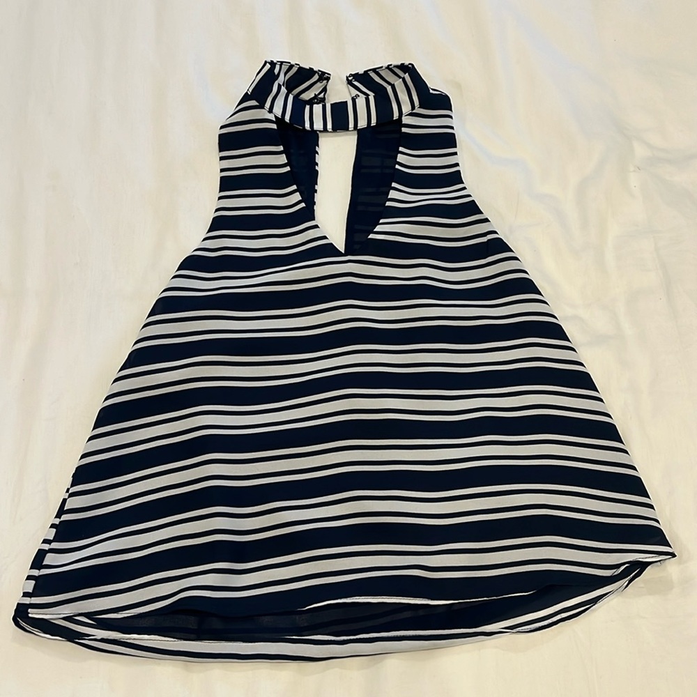 Blue and white striped tank
